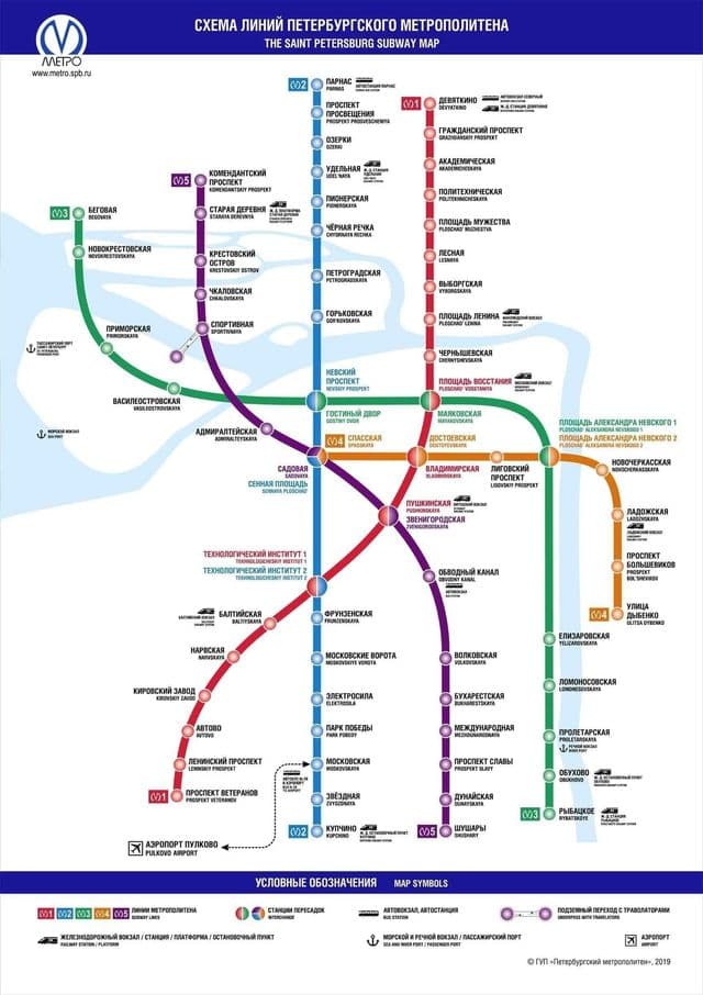 Mapa de las estaciones de metro de San Petersburgo
