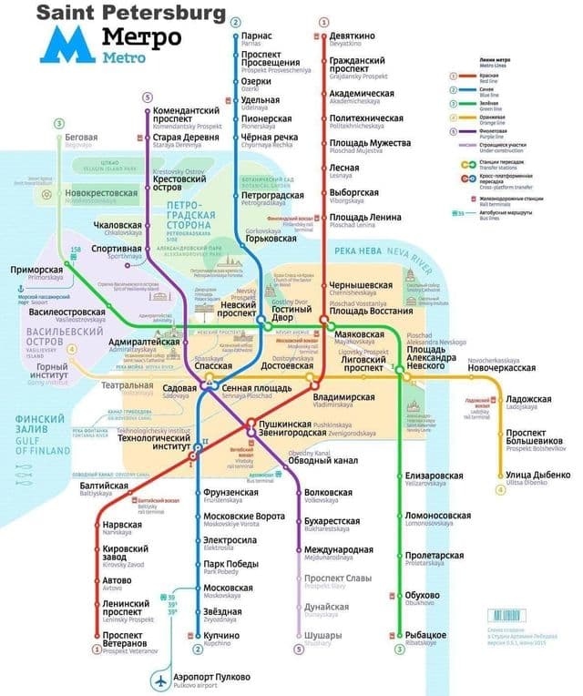 Mapa de la estación de metro de San Petersburgo