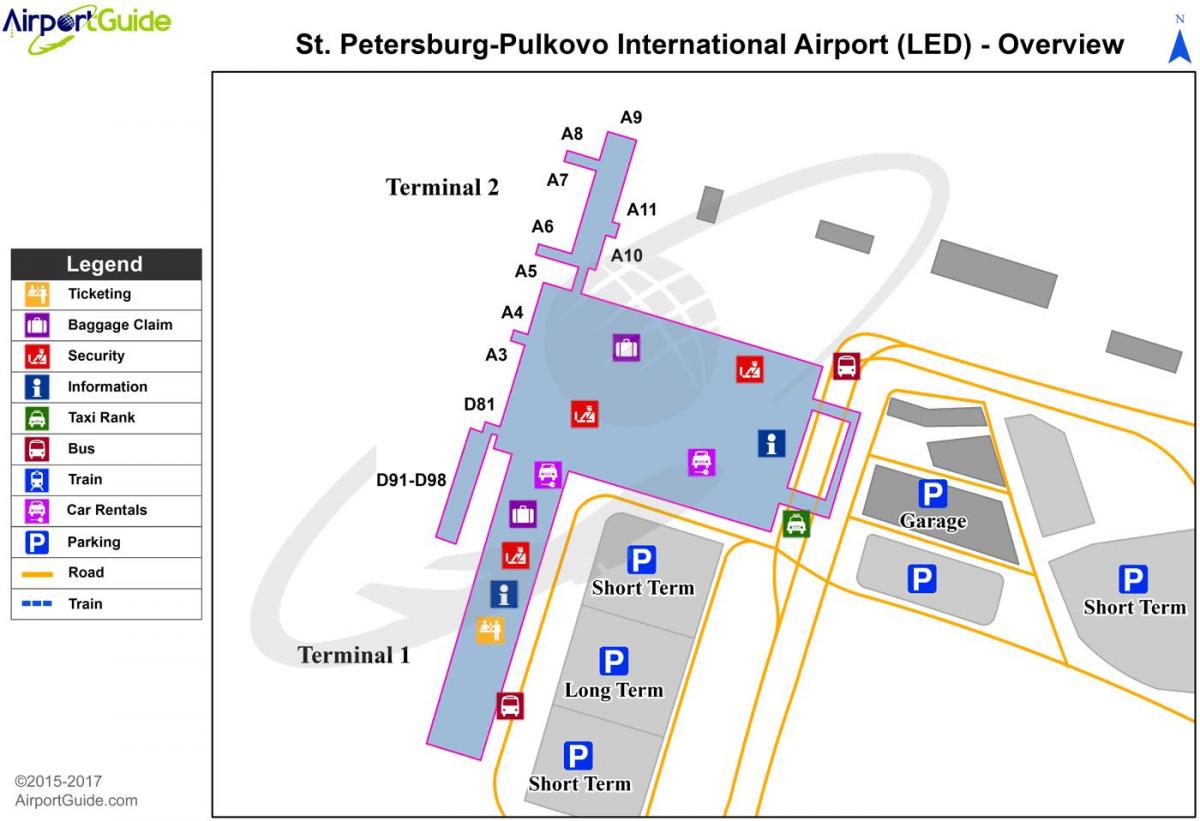 Mapa de la terminal del aeropuerto de San Petersburgo