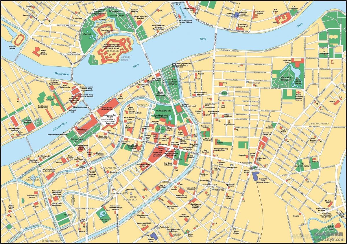 Mapa del centro de la ciudad de San Petersburgo