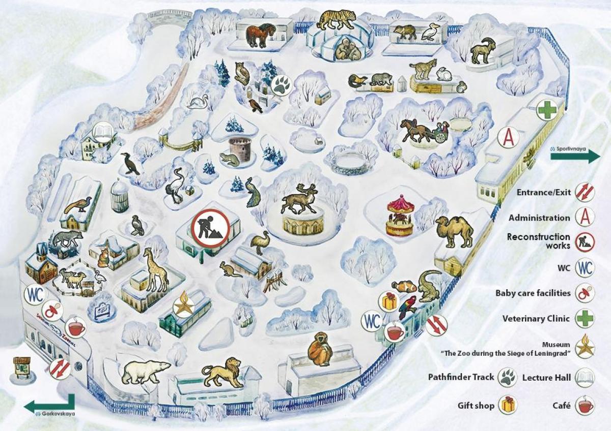 Mapa del parque zoológico de San Petersburgo