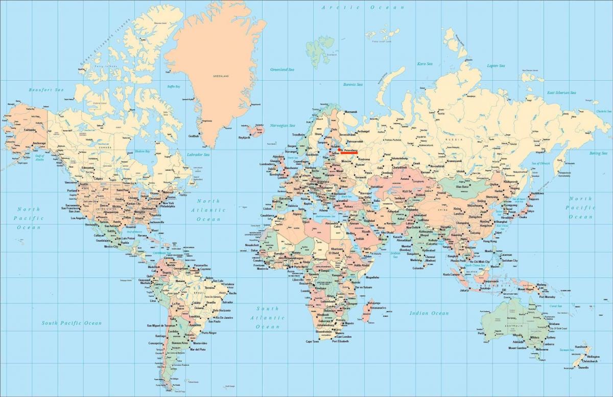 La ubicación de San Petersburgo en el mapa mundial