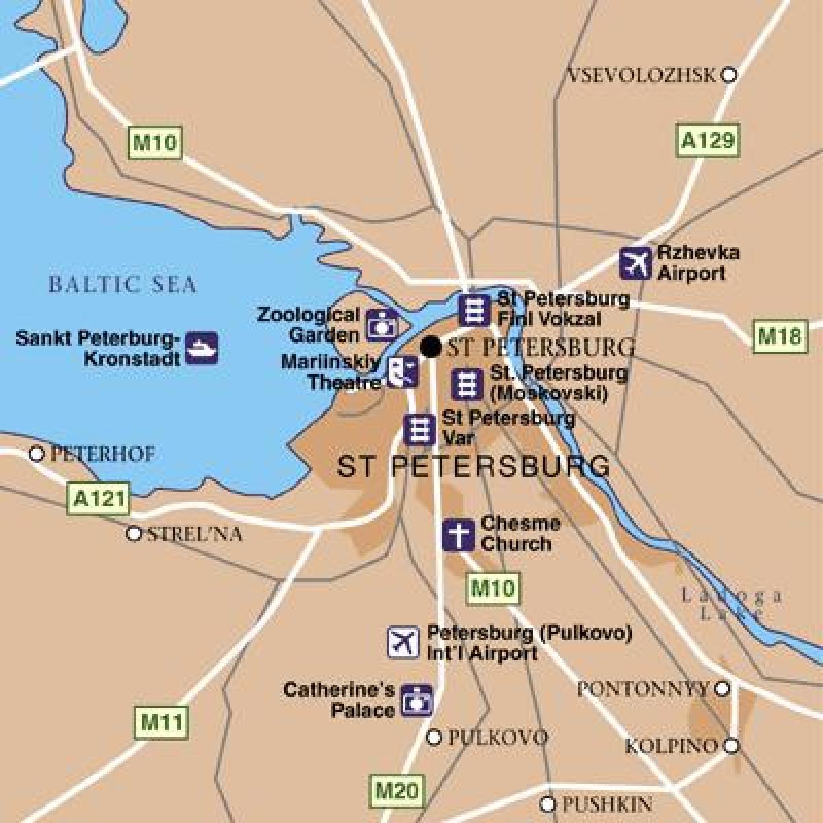 Mapa de los aeropuertos de San Petersburgo