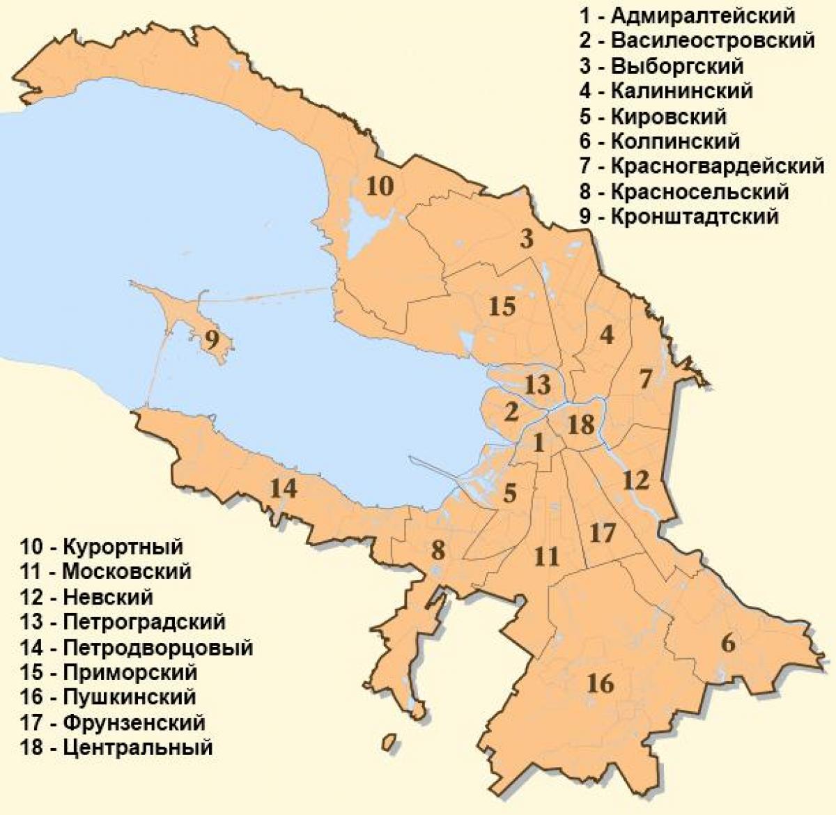 Mapa del distrito de San Petersburgo